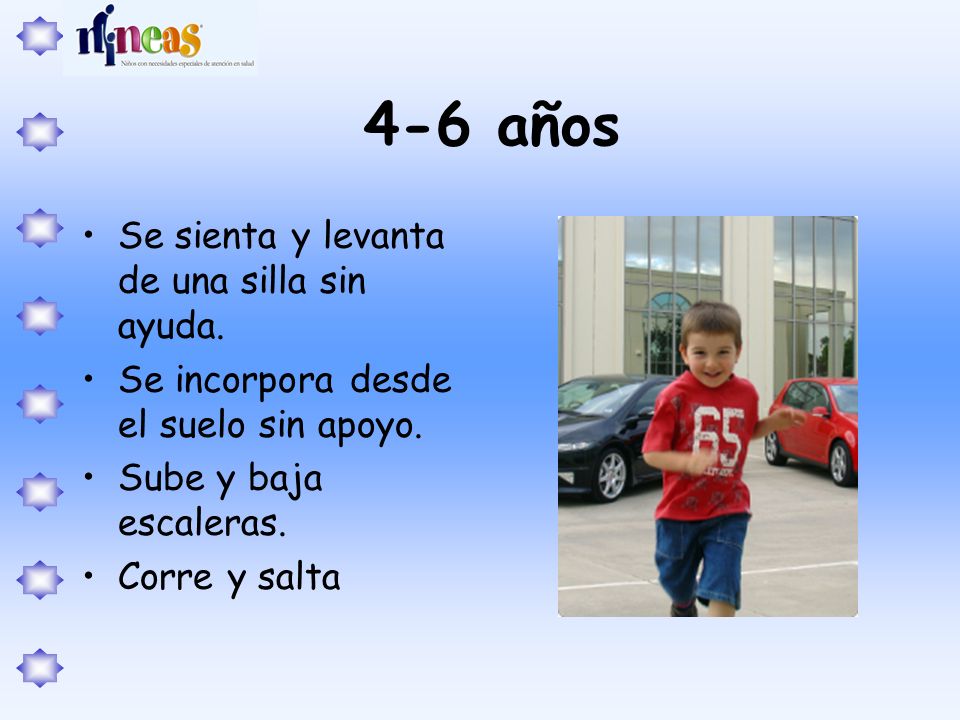 4-6 años Se sienta y levanta de una silla sin ayuda.