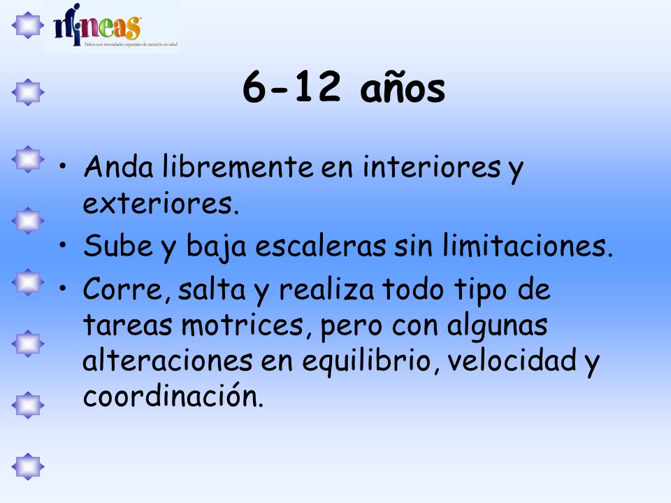 6-12 años Anda libremente en interiores y exteriores.