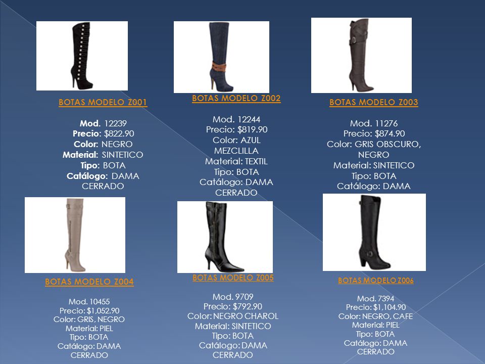 BOTAS MODELO Z002 Mod Precio: $ Color: AZUL MEZCLILLA Material: TEXTIL Tipo: BOTA Catálogo: DAMA CERRADO.