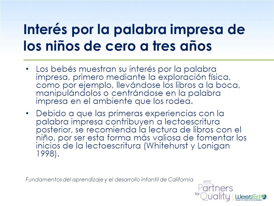 Interés por la palabra impresa de los niños de cero a tres años