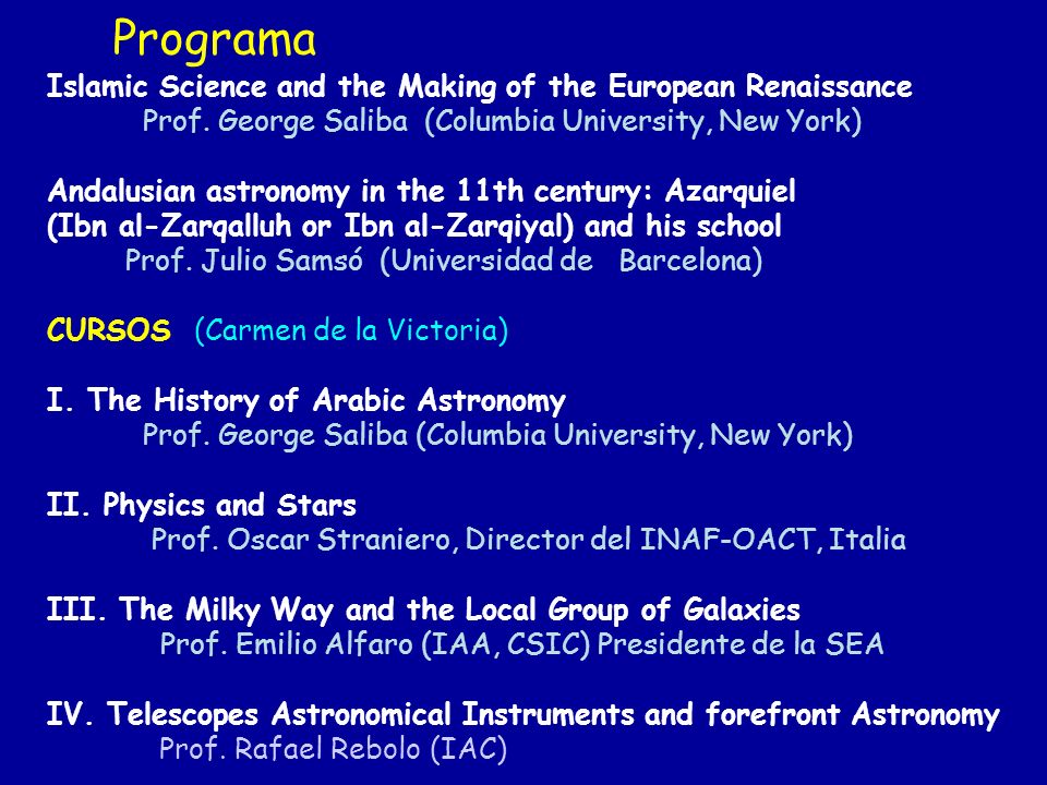Programa Islamic Science and the Making of the European Renaissance