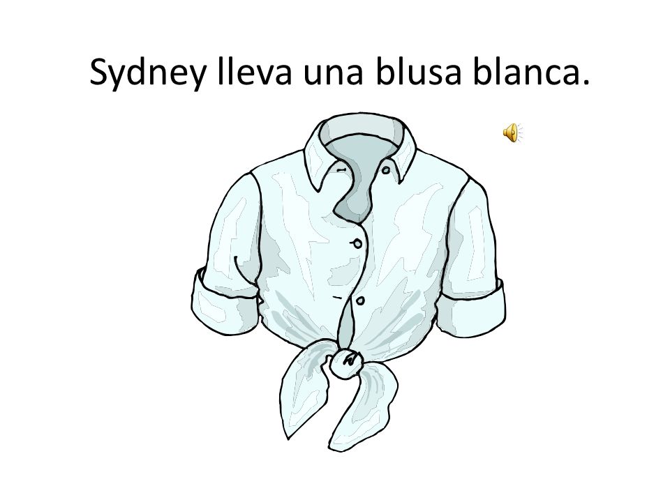 Sydney lleva una blusa blanca.