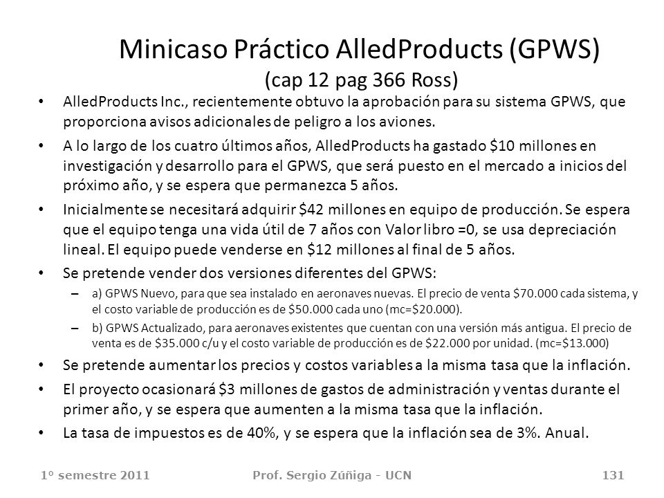 Minicaso Práctico AlledProducts (GPWS) (cap 12 pag 366 Ross)
