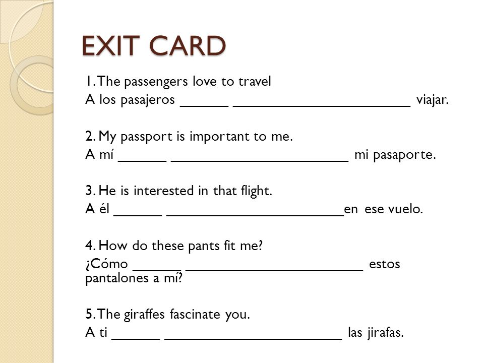 EXIT CARD 1. The passengers love to travel