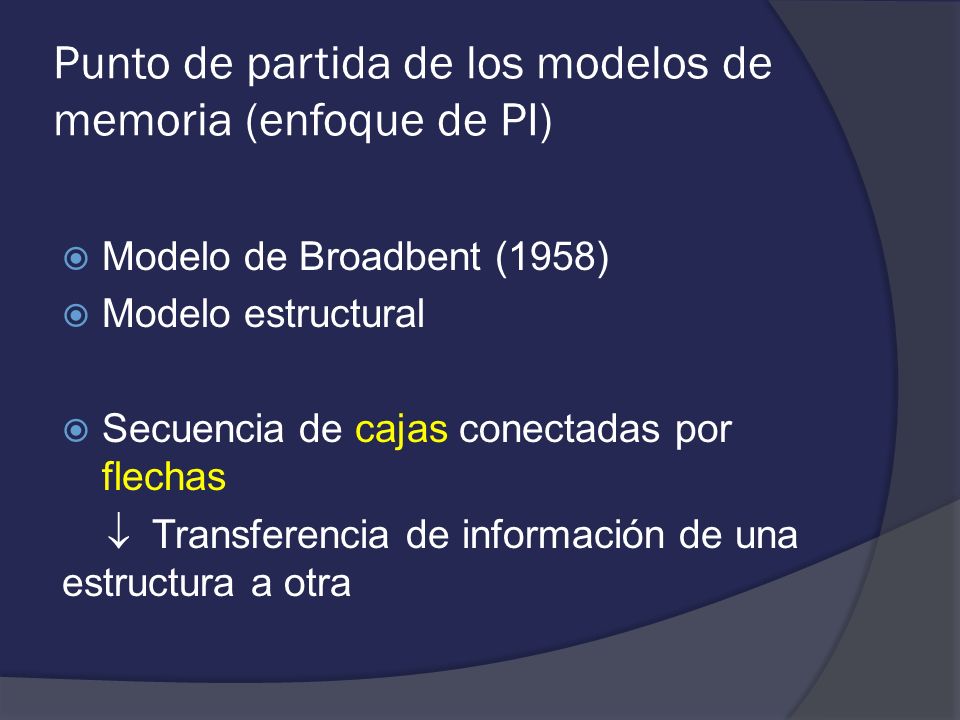 Punto de partida de los modelos de memoria (enfoque de PI)