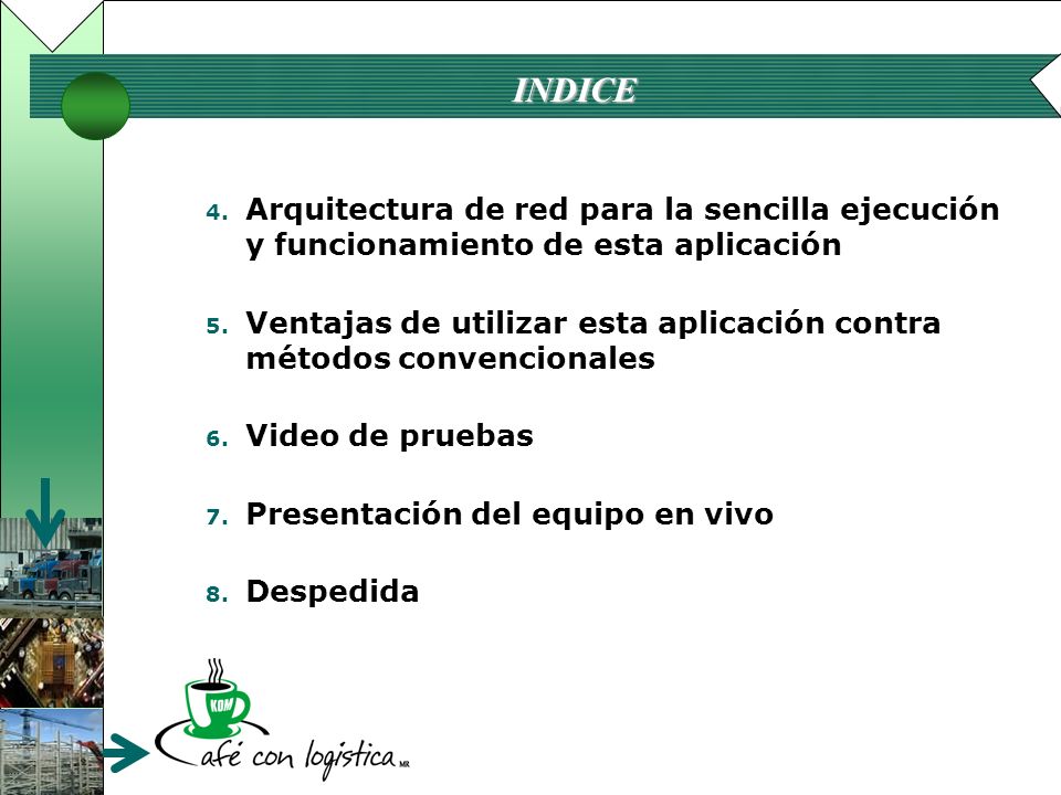 INDICE Arquitectura de red para la sencilla ejecución y funcionamiento de esta aplicación.