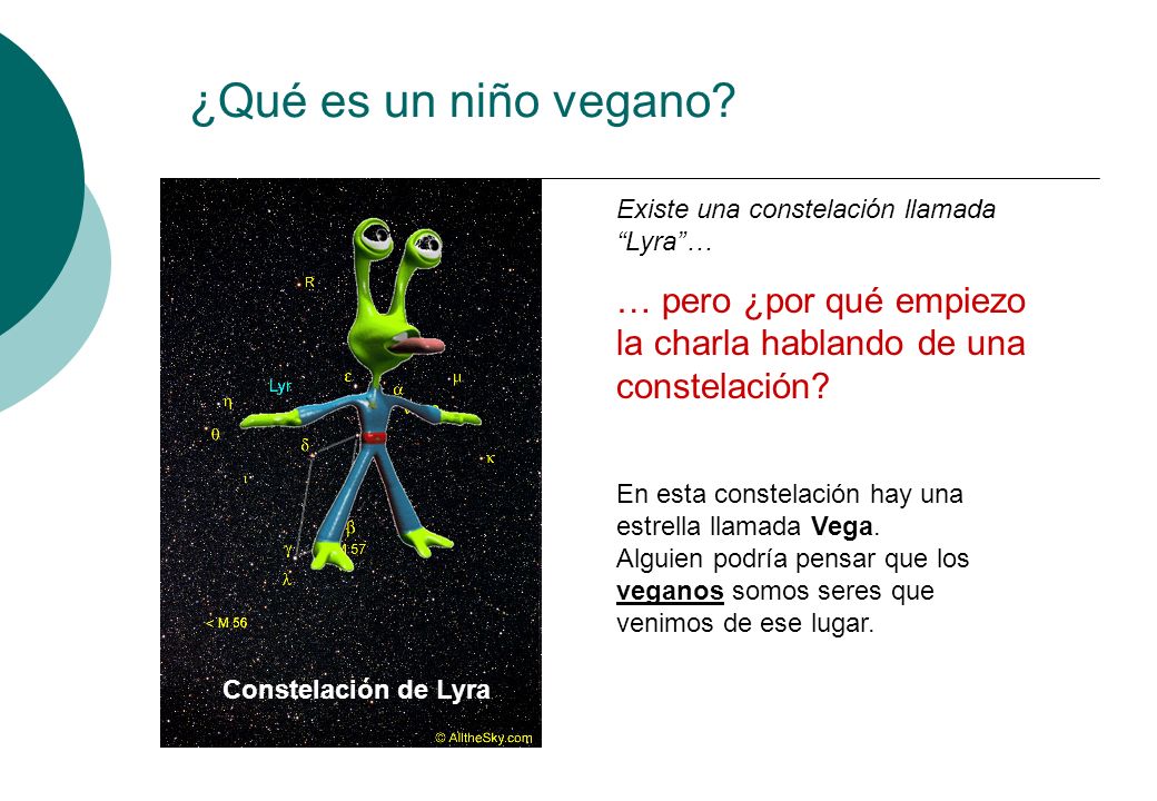 ¿Qué es un niño vegano Existe una constelación llamada Lyra … … pero ¿por qué empiezo la charla hablando de una constelación