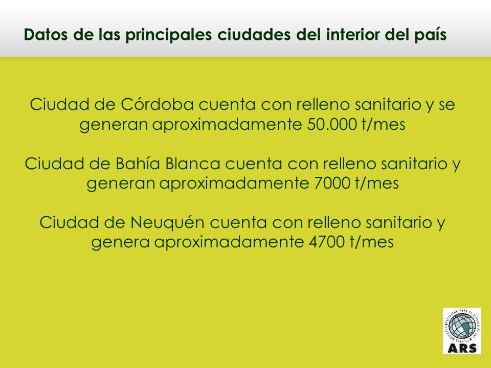 Datos de las principales ciudades del interior del país