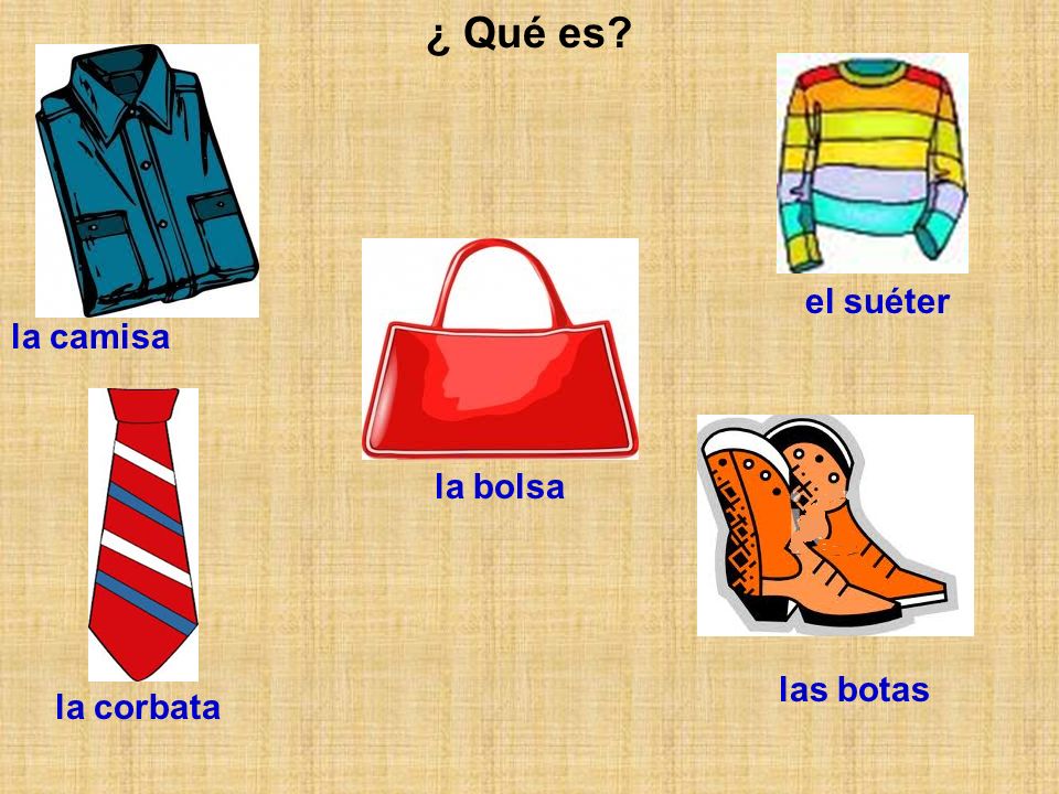 ¿ Qué es el suéter la camisa la bolsa las botas la corbata