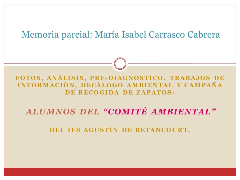 Memoria parcial: María Isabel Carrasco Cabrera