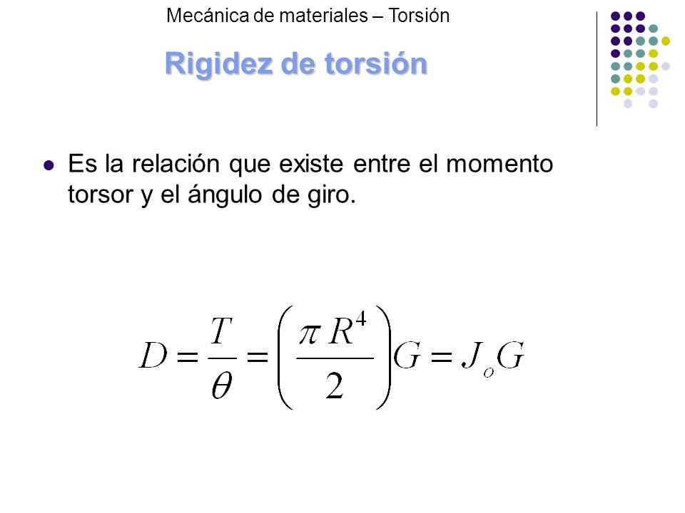 Rigidez de torsión Mecánica de materiales – Torsión.