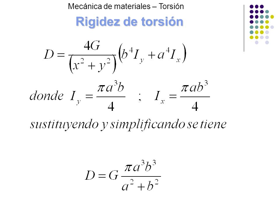Rigidez de torsión Mecánica de materiales – Torsión
