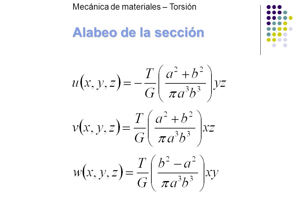 Alabeo de la sección Mecánica de materiales – Torsión