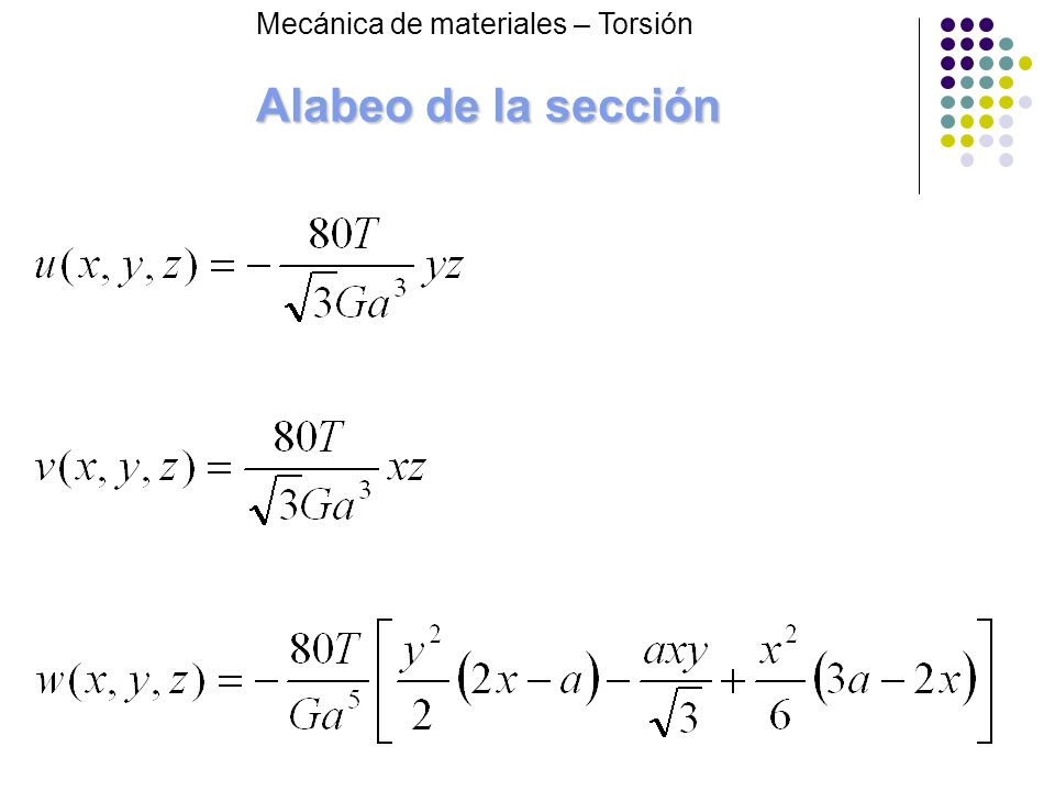 Alabeo de la sección Mecánica de materiales – Torsión