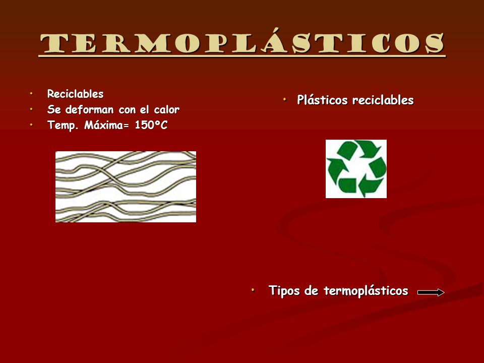 Termoplásticos Plásticos reciclables Tipos de termoplásticos