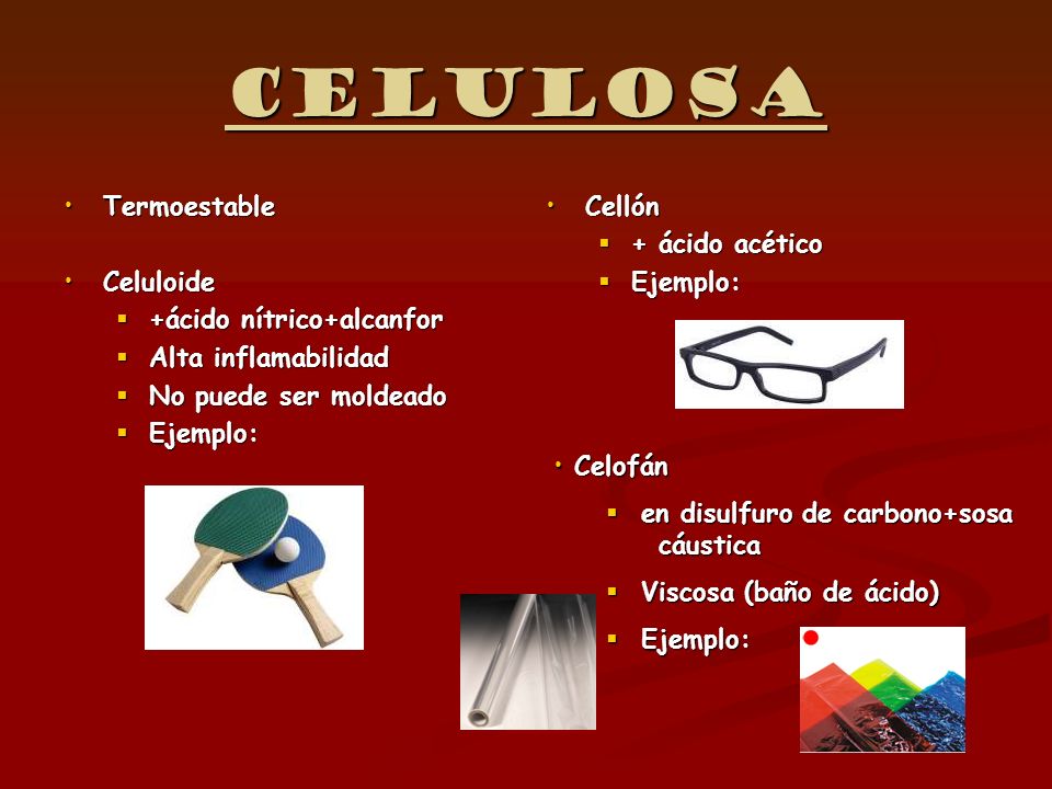 Celulosa Termoestable Celuloide +ácido nítrico+alcanfor