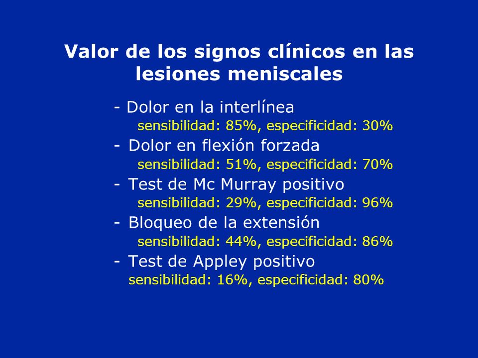 Valor de los signos clínicos en las lesiones meniscales