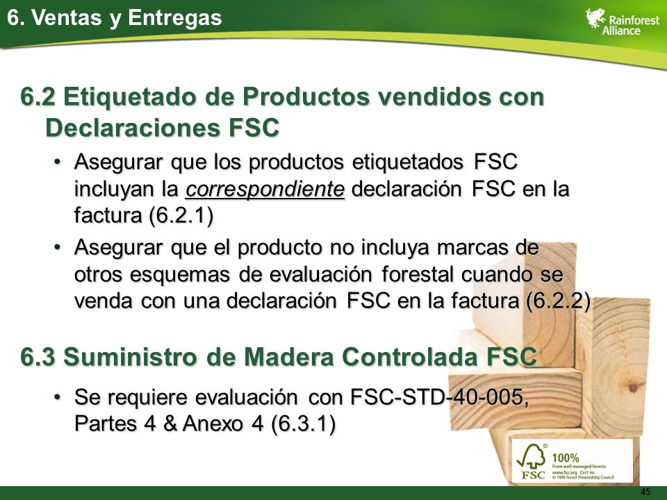 6.2 Etiquetado de Productos vendidos con Declaraciones FSC