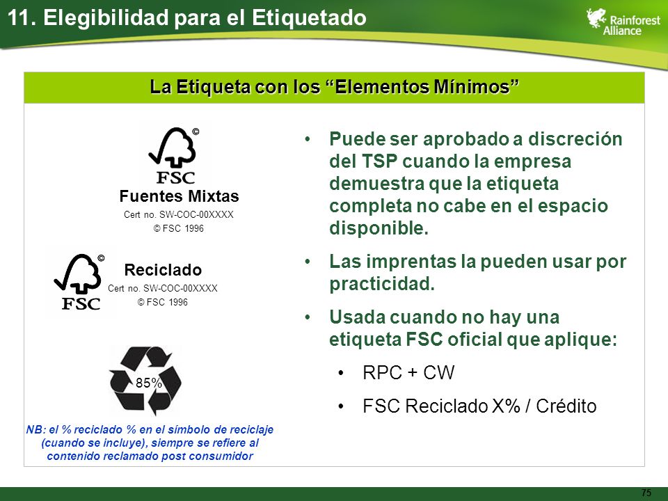 La Etiqueta con los Elementos Mínimos