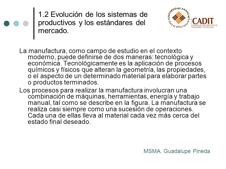 1.2 Evolución de los sistemas de productivos y los estándares del mercado.