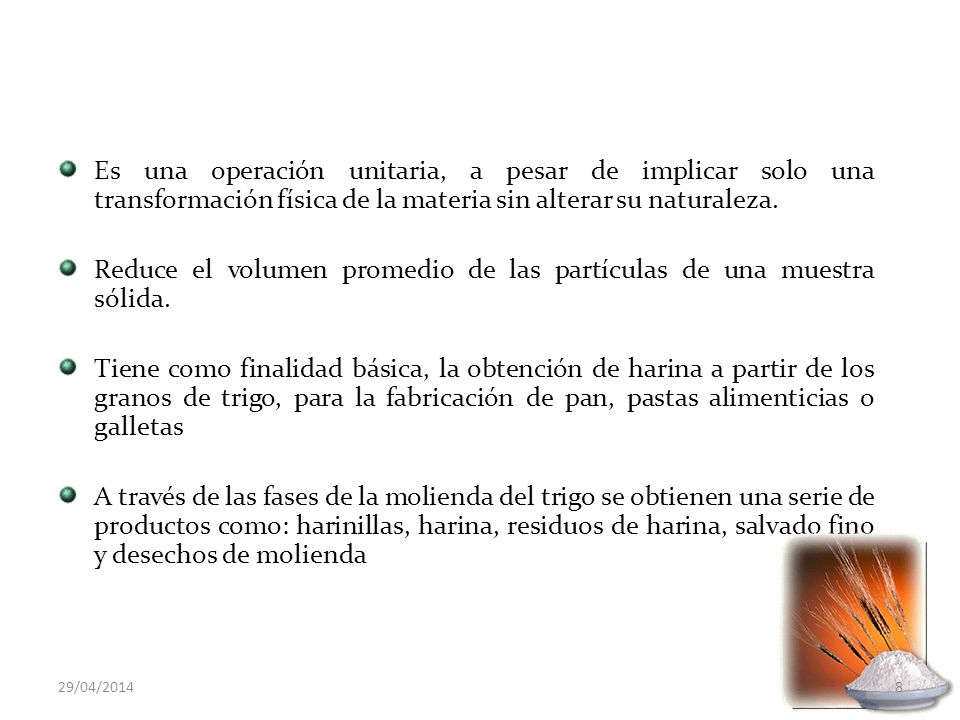 Reduce el volumen promedio de las partículas de una muestra sólida.