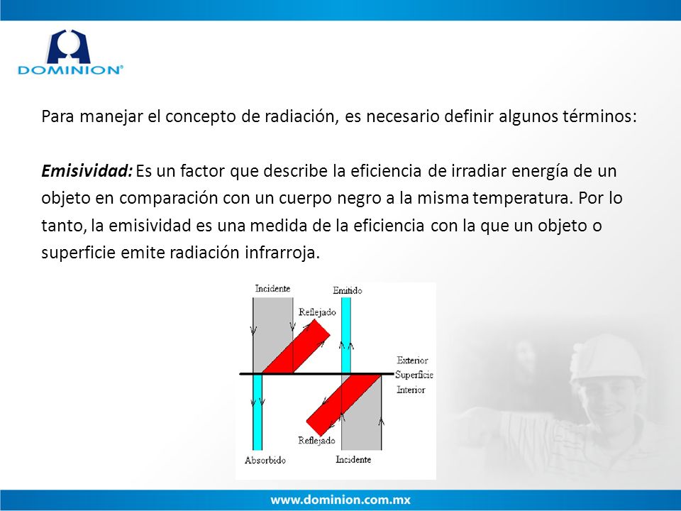 Para manejar el concepto de radiación, es necesario definir algunos términos: Emisividad: Es un factor que describe la eficiencia de irradiar energía de un objeto en comparación con un cuerpo negro a la misma temperatura.