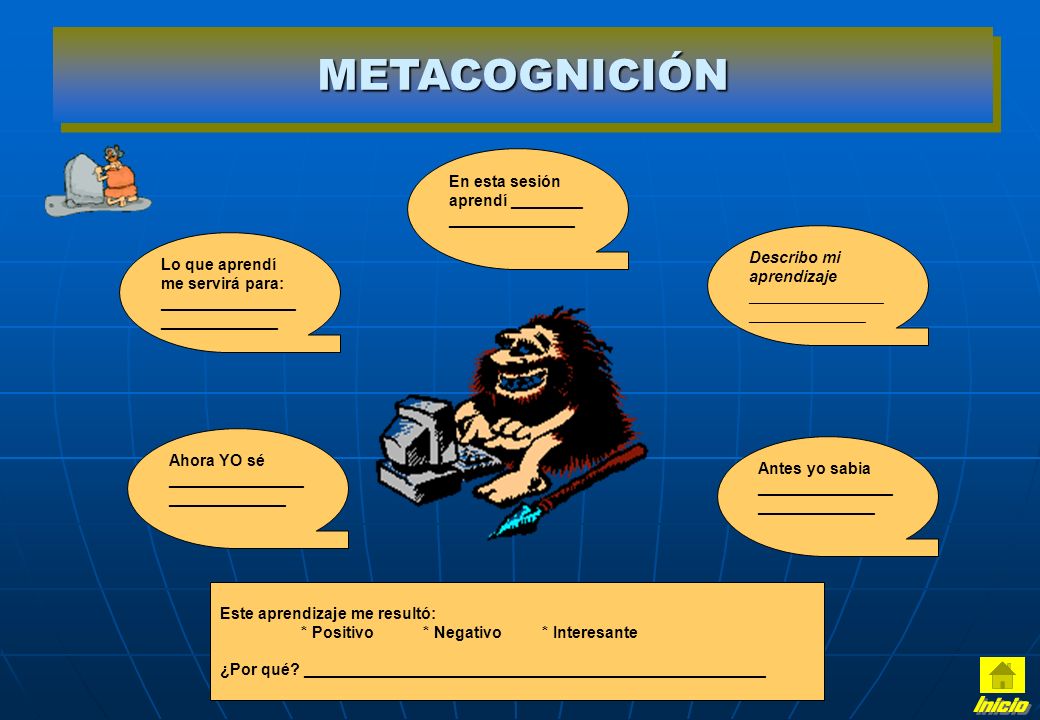 Inicio METACOGNICIÓN En esta sesión aprendí ________ ______________
