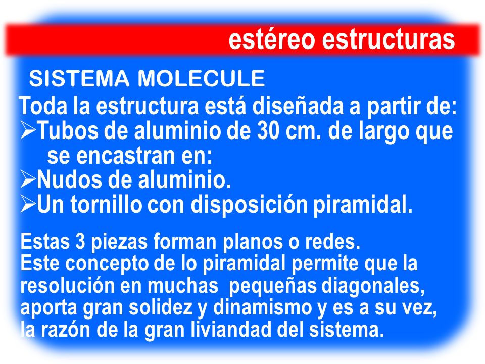 estéreo estructuras Toda la estructura está diseñada a partir de: