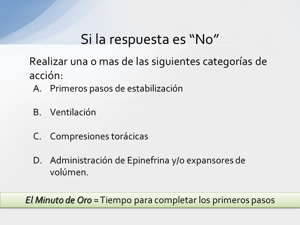 El Minuto de Oro = Tiempo para completar los primeros pasos
