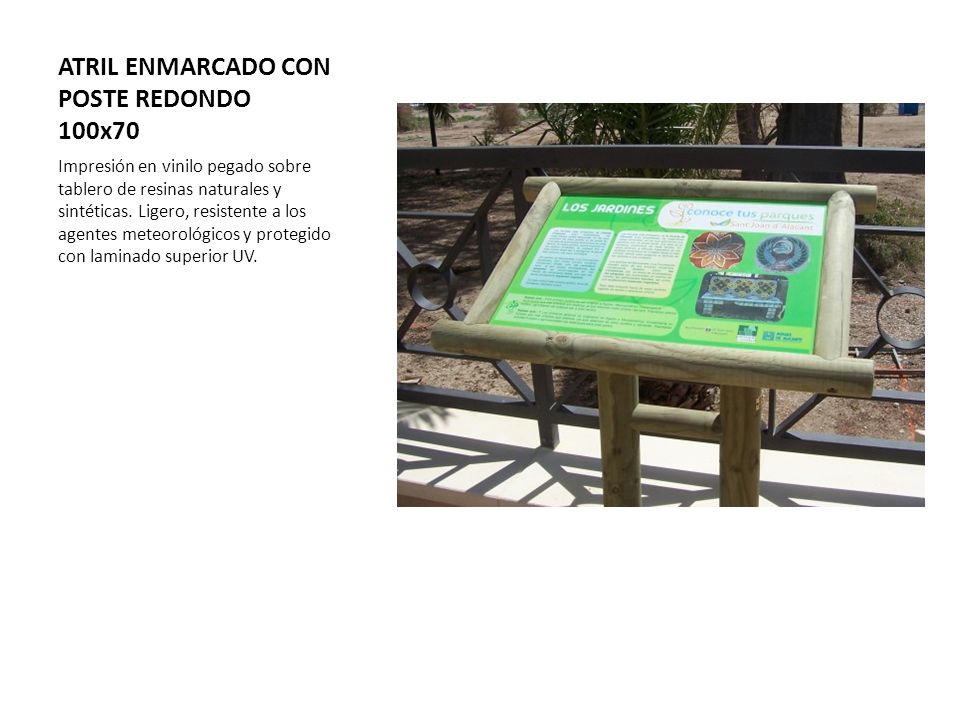 ATRIL ENMARCADO CON POSTE REDONDO 100x70
