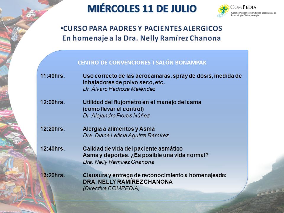 MIÉRCOLES 11 DE JULIO CURSO PARA PADRES Y PACIENTES ALERGICOS