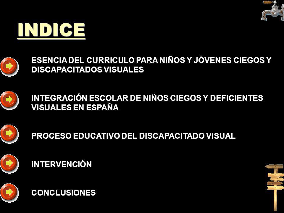 INDICE ESENCIA DEL CURRICULO PARA NIÑOS Y JÓVENES CIEGOS Y DISCAPACITADOS VISUALES.