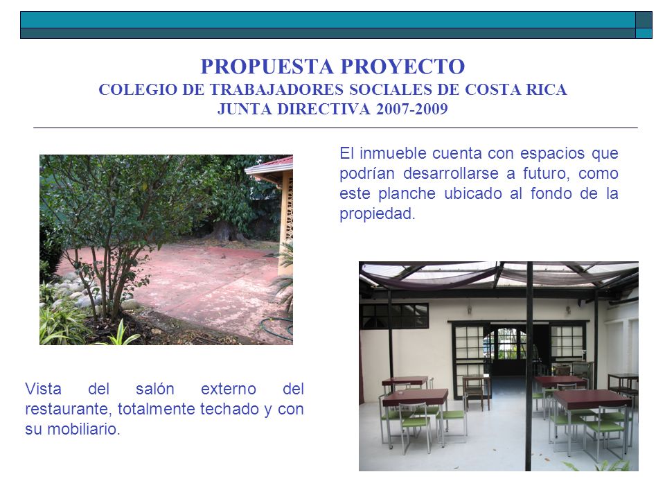 PROPUESTA PROYECTO COLEGIO DE TRABAJADORES SOCIALES DE COSTA RICA JUNTA DIRECTIVA