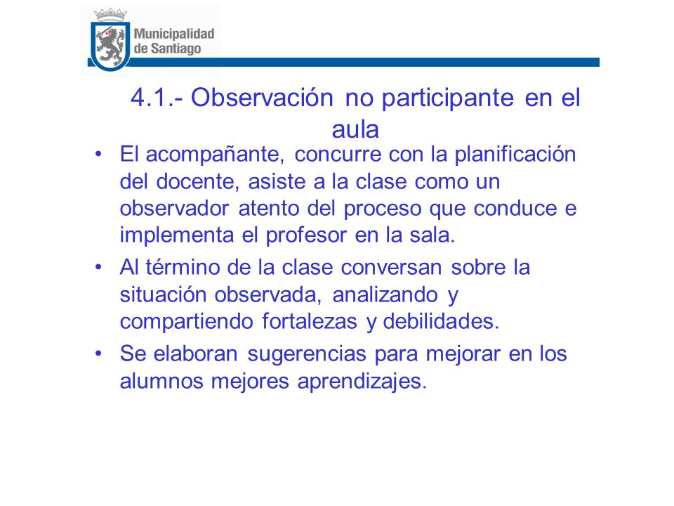 4.1.- Observación no participante en el aula