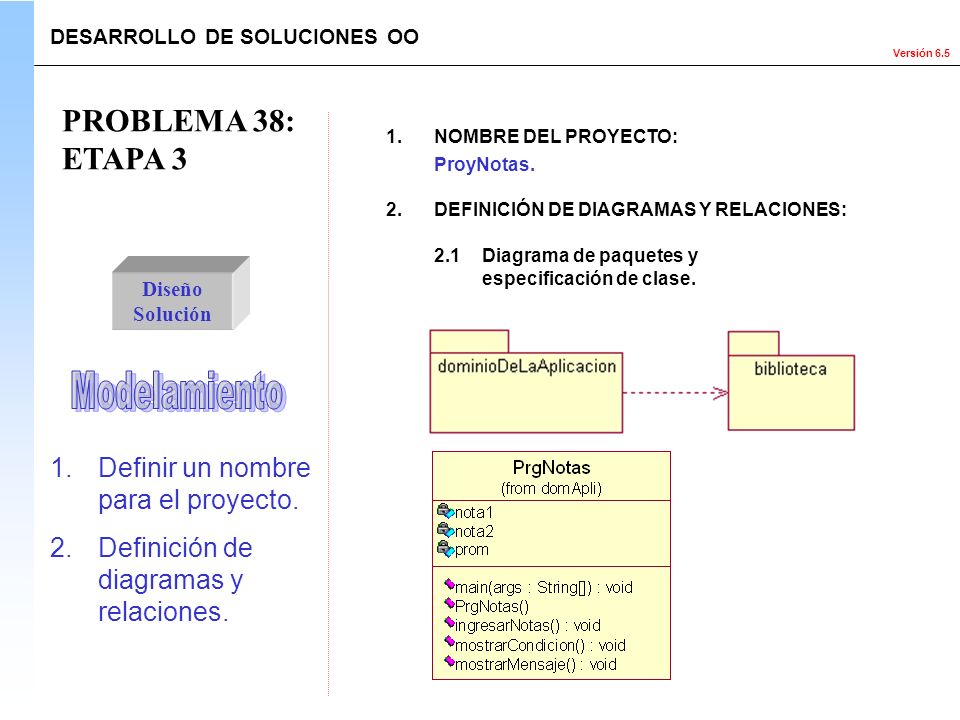 PROBLEMA 38: ETAPA 3 Modelamiento Definir un nombre para el proyecto.