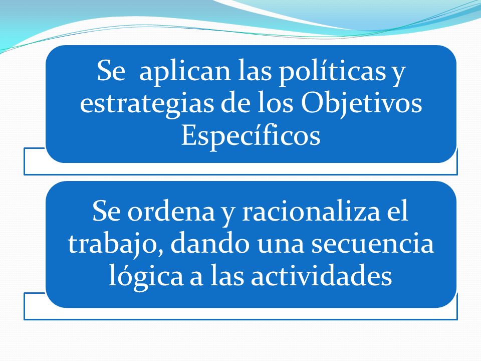 Se aplican las políticas y estrategias de los Objetivos Específicos