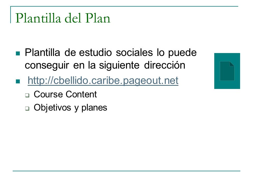 Plantilla del Plan Plantilla de estudio sociales lo puede conseguir en la siguiente dirección.