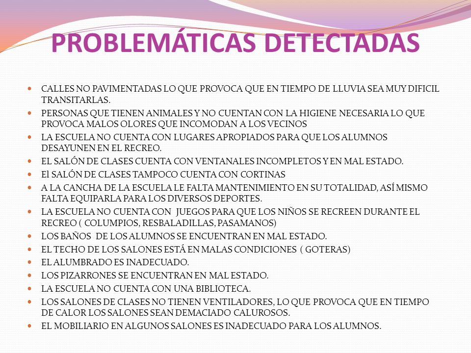 PROBLEMÁTICAS DETECTADAS