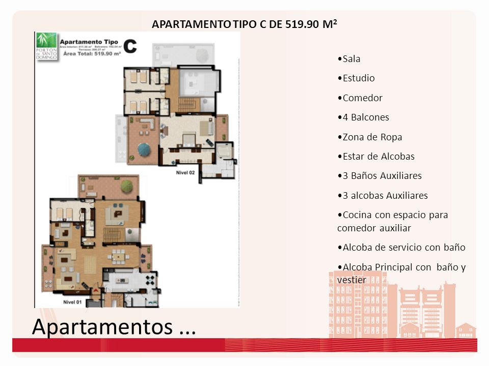 Apartamentos ... APARTAMENTO TIPO C DE M2 Sala Estudio Comedor