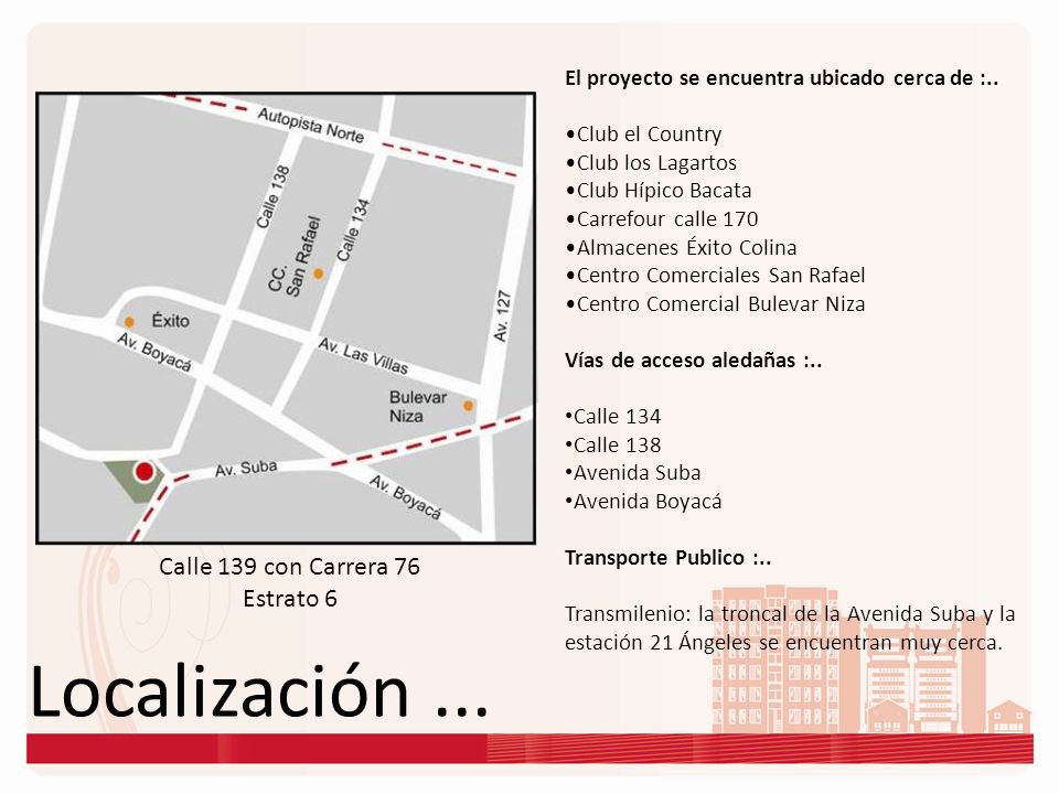 Localización ... Calle 139 con Carrera 76 Estrato 6