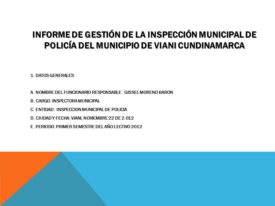 INFORME DE GESTIÓN DE LA INSPECCIÓN MUNICIPAL DE POLICÍA DEL MUNICIPIO DE VIANI CUNDINAMARCA