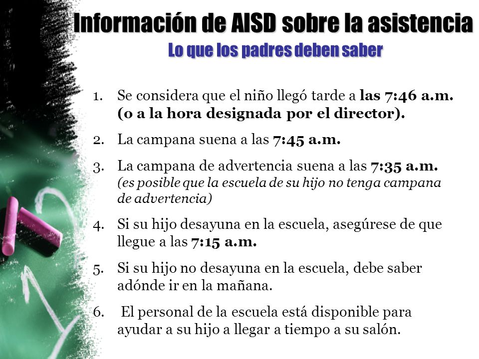 Información de AISD sobre la asistencia Lo que los padres deben saber