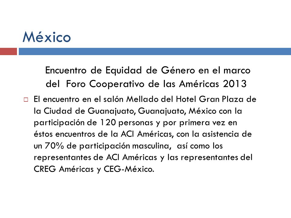 México Encuentro de Equidad de Género en el marco del Foro Cooperativo de las Américas