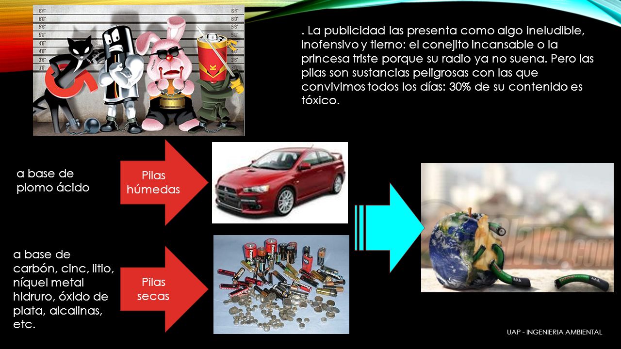. La publicidad las presenta como algo ineludible, inofensivo y tierno: el conejito incansable o la princesa triste porque su radio ya no suena. Pero las pilas son sustancias peligrosas con las que convivimos todos los días: 30% de su contenido es tóxico.