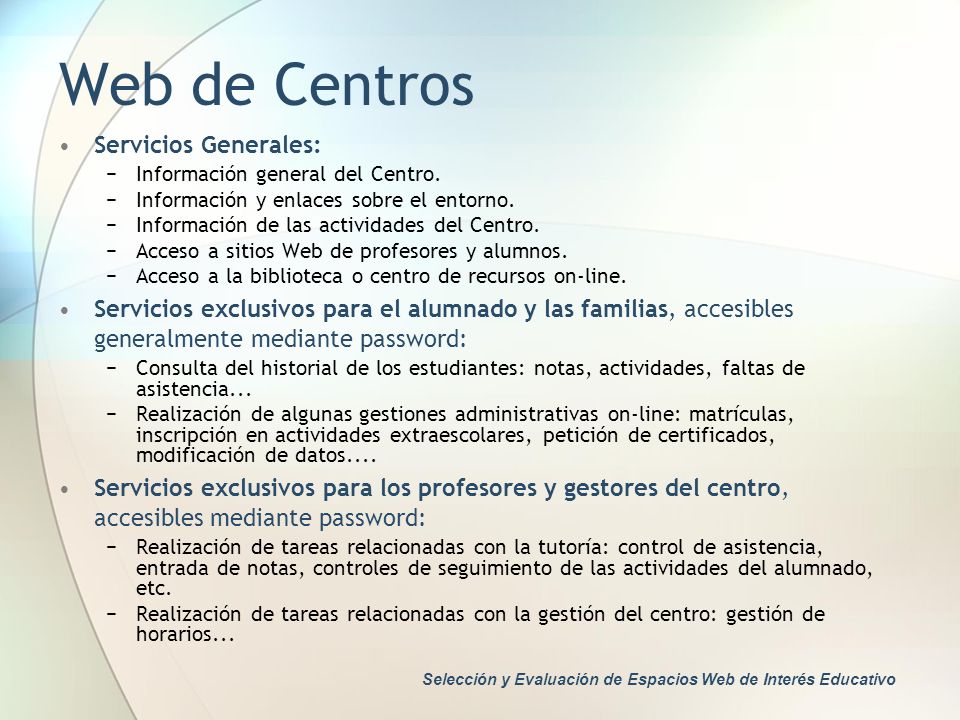 Web de Centros Servicios Generales: