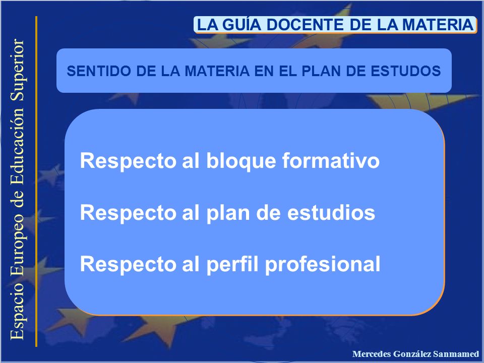 Respecto al bloque formativo Respecto al plan de estudios