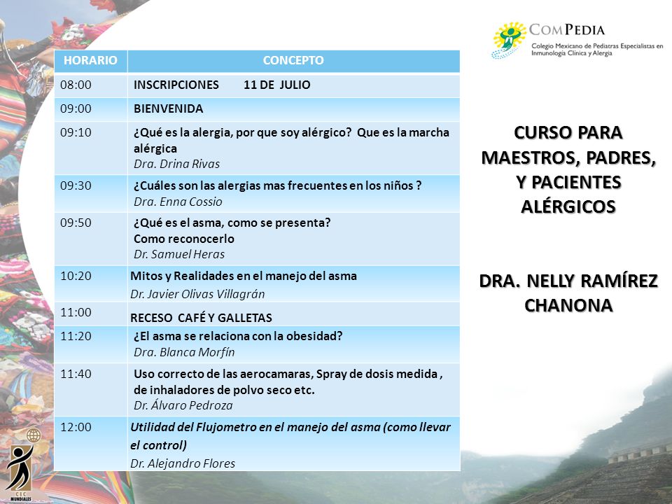 CURSO PARA MAESTROS, PADRES, Y PACIENTES ALÉRGICOS
