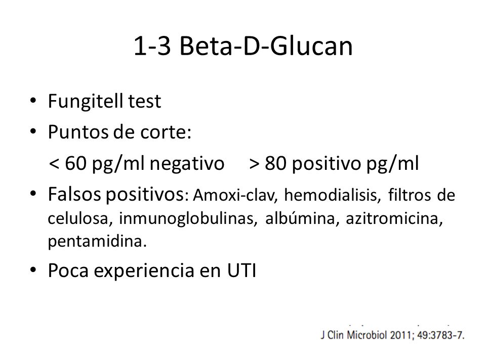 1-3 Beta-D-Glucan Fungitell test Puntos de corte: