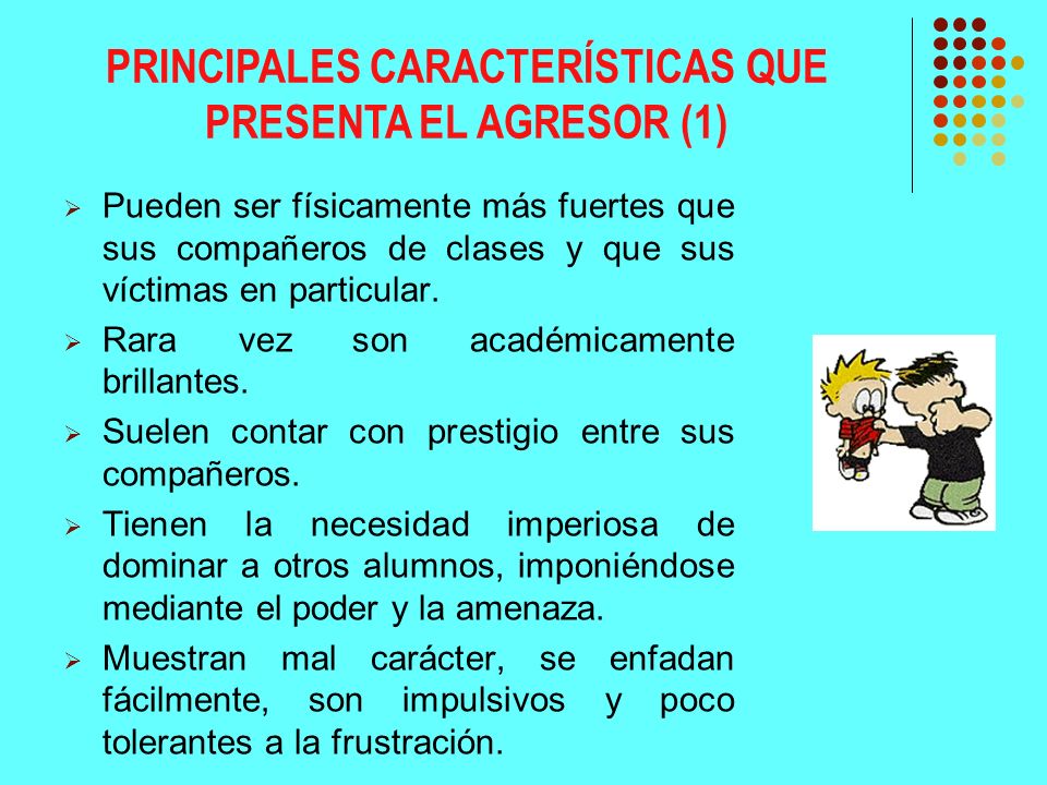 PRINCIPALES CARACTERÍSTICAS QUE PRESENTA EL AGRESOR (1)