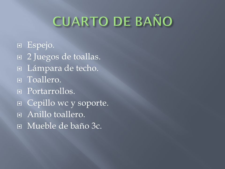 CUARTO DE BAÑO Espejo. 2 Juegos de toallas. Lámpara de techo.